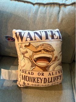 One Piece Wanted Poster Plush Pillow Miniso Monkey D Luffy Bounty