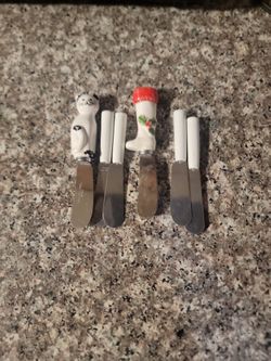 Christmas cheese spreaders.