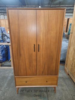 Mid-Century Modern Wood Wardrobe Armoire