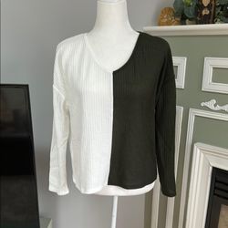 Two-Tone Knit Sweater