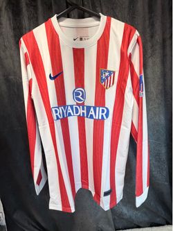 ATLÉTICO MADRID HOME SOCCER JERSEY LONG SLEEVE RED WHITE MEN L NIKE NEW