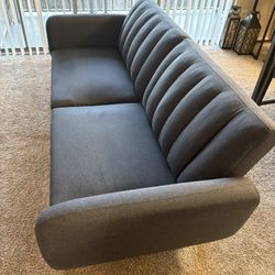 Blue Linen Convertible Couch – Turns into a Bed!