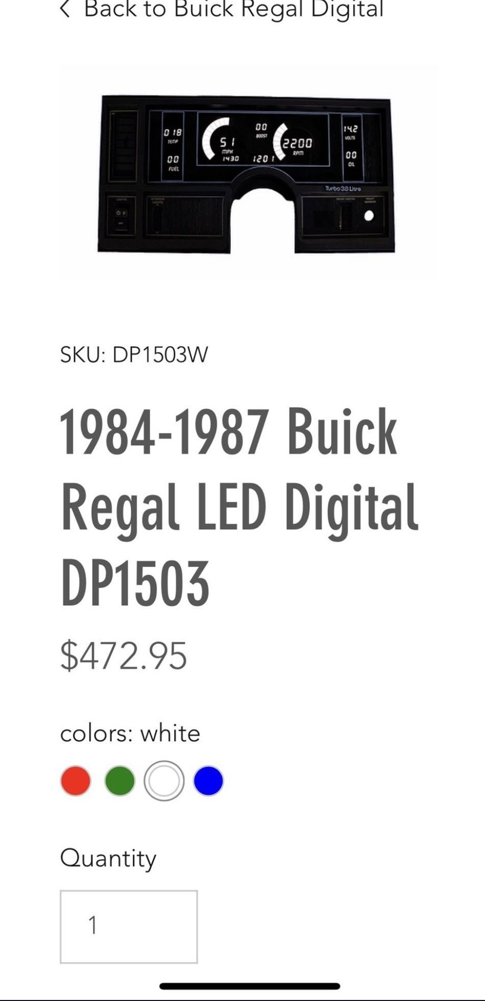 Buick Regal Digital Dash