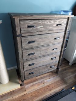 Dark Wood 5 Drawer Chest