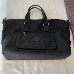 Kipling handbag Black large, techno fabric Unisex 
