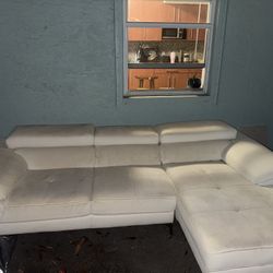 White Leather Chaise Couch