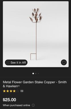 Metal Flower Garden Stake Copper