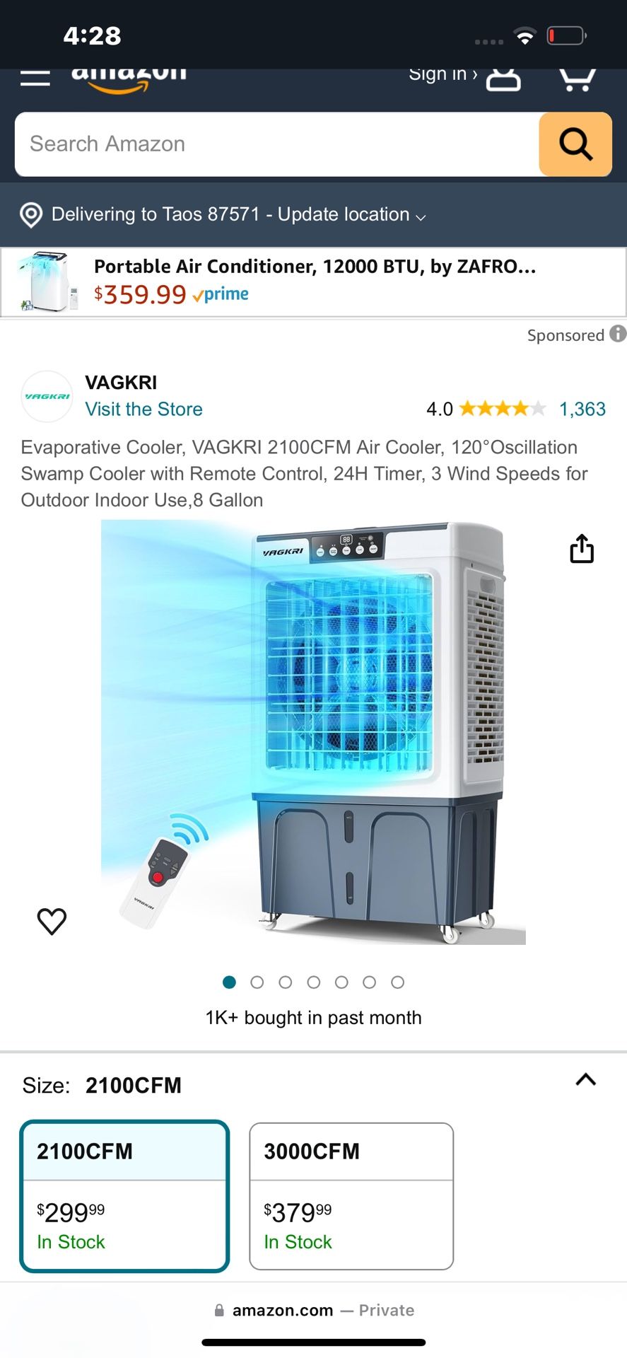 Evaporative Cooler Model VA-EC01