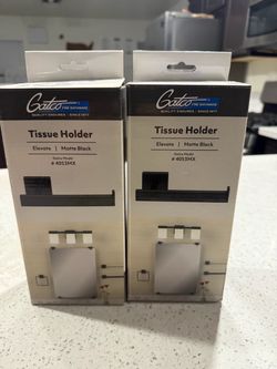 2 Gatco Elevate Matte Black Toilet Paper Holders – New in Box