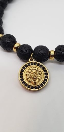Lava stone lion's head bracelet