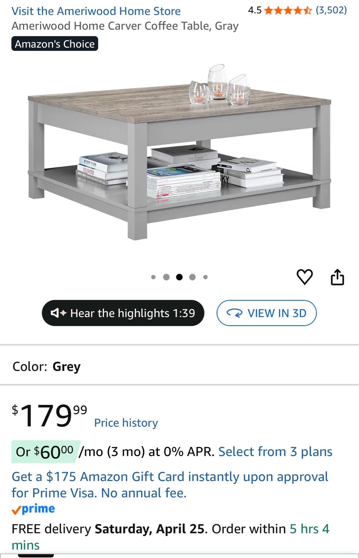 Brand new in box coffee table