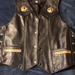 Large Leather Vest  Custom Made Harley Davidson 
