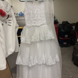 Dress for First Holly Communion (2019 )  Edition   with Cap S Bow Sash Ball Gown Flower Girls Dress Custom Kids Holy Communion Dress      Used 