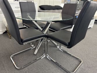 SALE🖤Black/Silver 5PC Dining Set