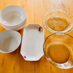 Kitchen Serving Bowls, Fruit Tray, Pie Baking Dish 