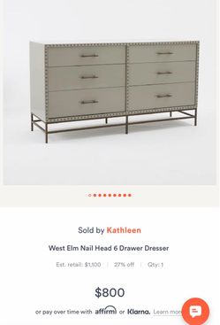 West Elm Nail Head 6 Drawer Dresser