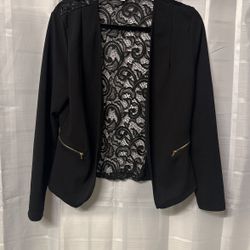 Black Back Laced Cardigan L