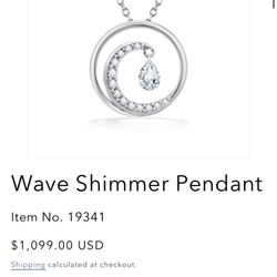 Na Hoku Wave Shimmer Pendant – 14K White Gold – Retails $1,099 – Like New.