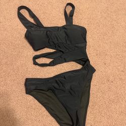 New small black cut out one piece Swimsuit bikini bathing suit festival rave