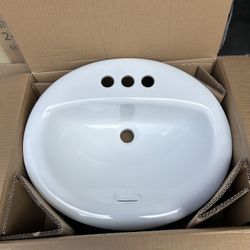 Glacier Bay Drop-In Bathroom Sink 20” x 17” White – 3 Hole