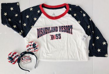 NWT DisneyParks Disneyland Patriotic shirt adult Large and Mickey Mouse Ear bundle