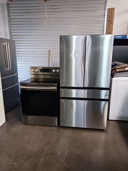 Refrigerator Samsung bespoke- stove double oven electric and microwave in stainless steel Combo Delevery