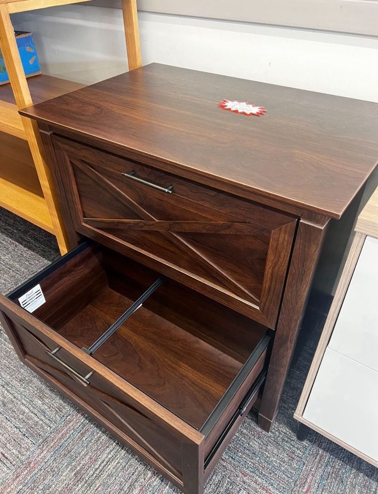 Lateral File Cabinet, 2 Drawer, Bing Cherry, New