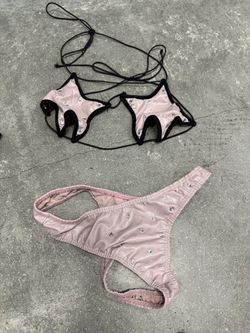 Pink Rhinestone Bikini Set Two Piece