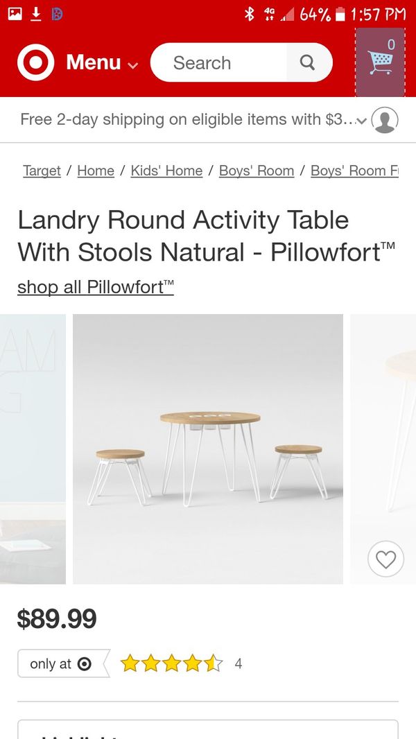 Landry Round Activity Table With Stools Natural Pillowfort For 45
