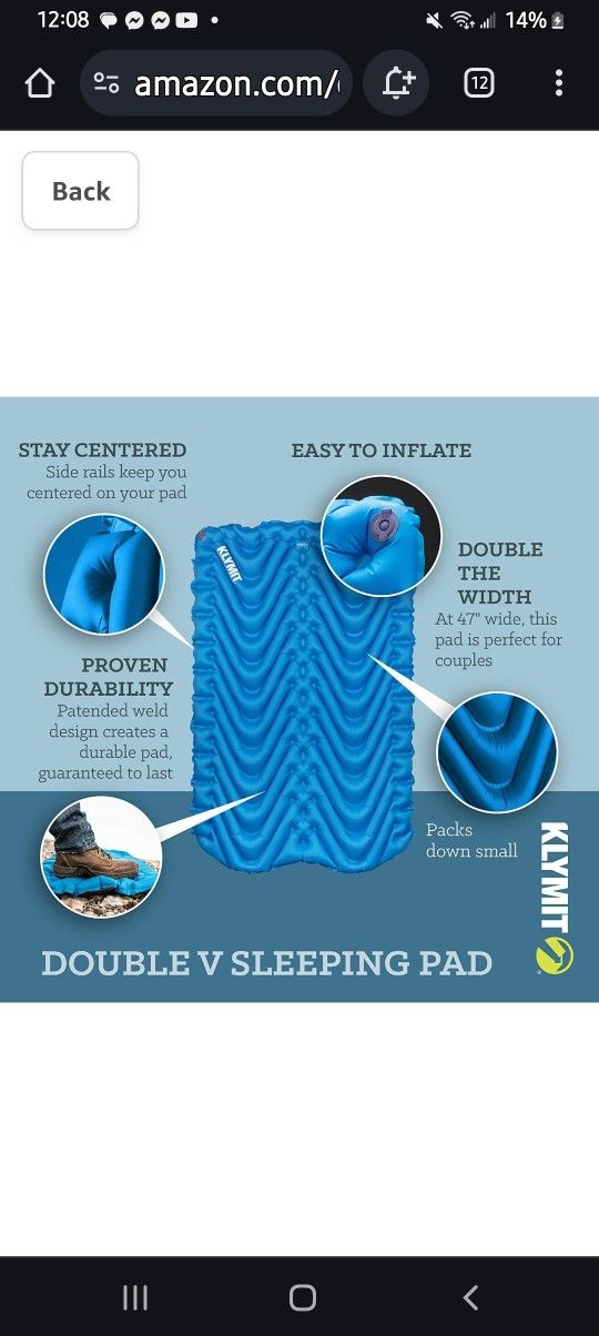 Klymit Insulated Double V Sleeping Pad
