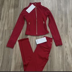 red define jacket and leggings