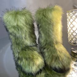 Olive Green Custom Faux Fur Boots Size 11