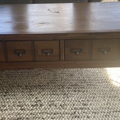 Wooden Coffee Table With Apothecary Drawers