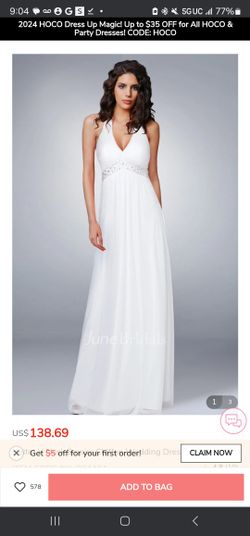 Halter V-neck Wedding Gown W Sequin Detail