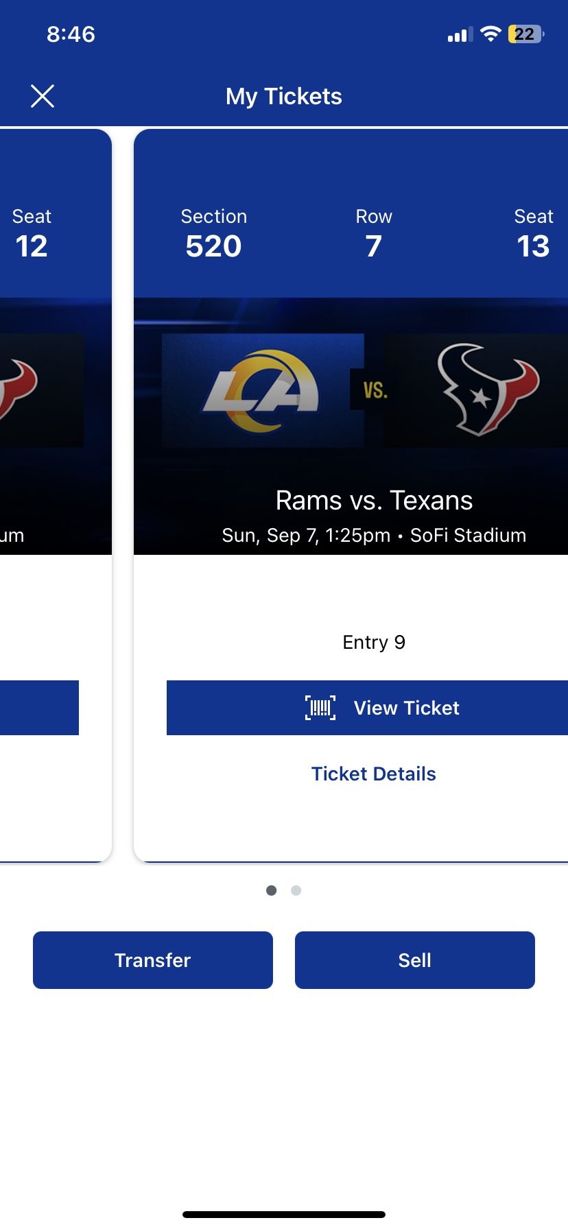 RAMS vs HOUSTON TEXANS $75 EA NO FEES