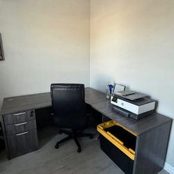 Manasota Custom Executive Desk and Chair – Like New, Grey Wood - Lakewood Ranch, FL