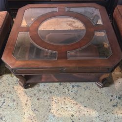 Real Wood Glass Table