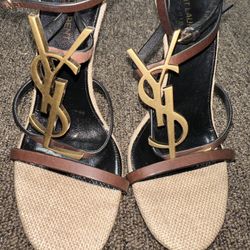 Saint Laurent Cassandra Leather Strappy Heel