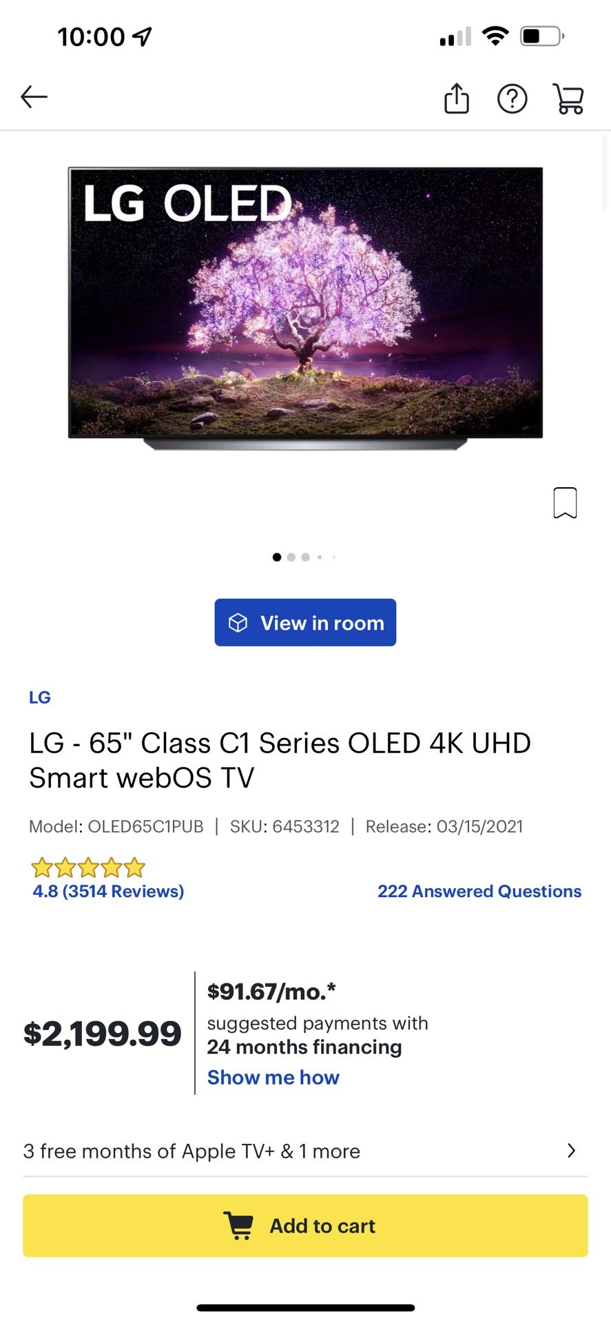 65  Inch Oled 4K Tv Smart 