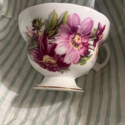 Bone China Tea Cup  Pink Flowers