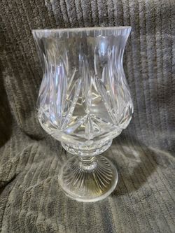 Vintage 9" 24% Lead Crystal Hurricane Candle From Poland