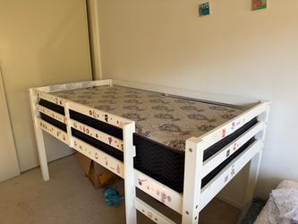 White Twin Loft Bed Frame Mattress not included