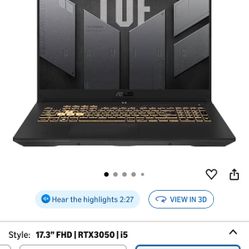 Asus Tuff Gaming Laptop F17 RTX 3050 Great Condition 