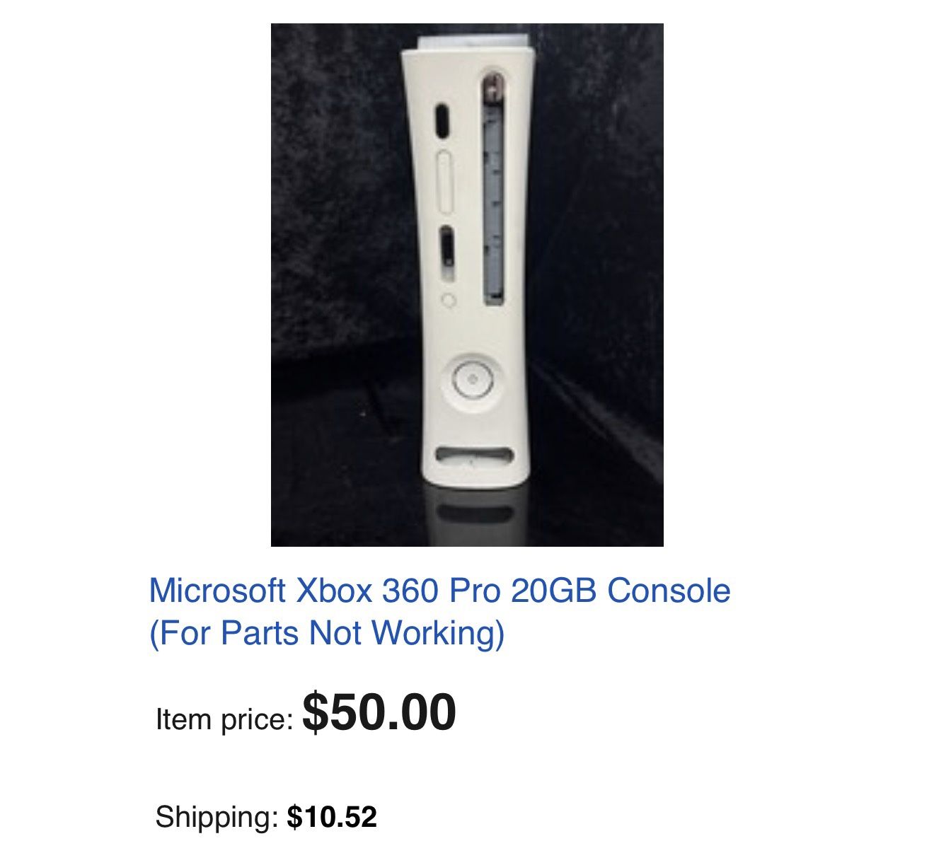 Microsoft Xbox 360 Pro console in white color, with a storage capacity of 20 GB