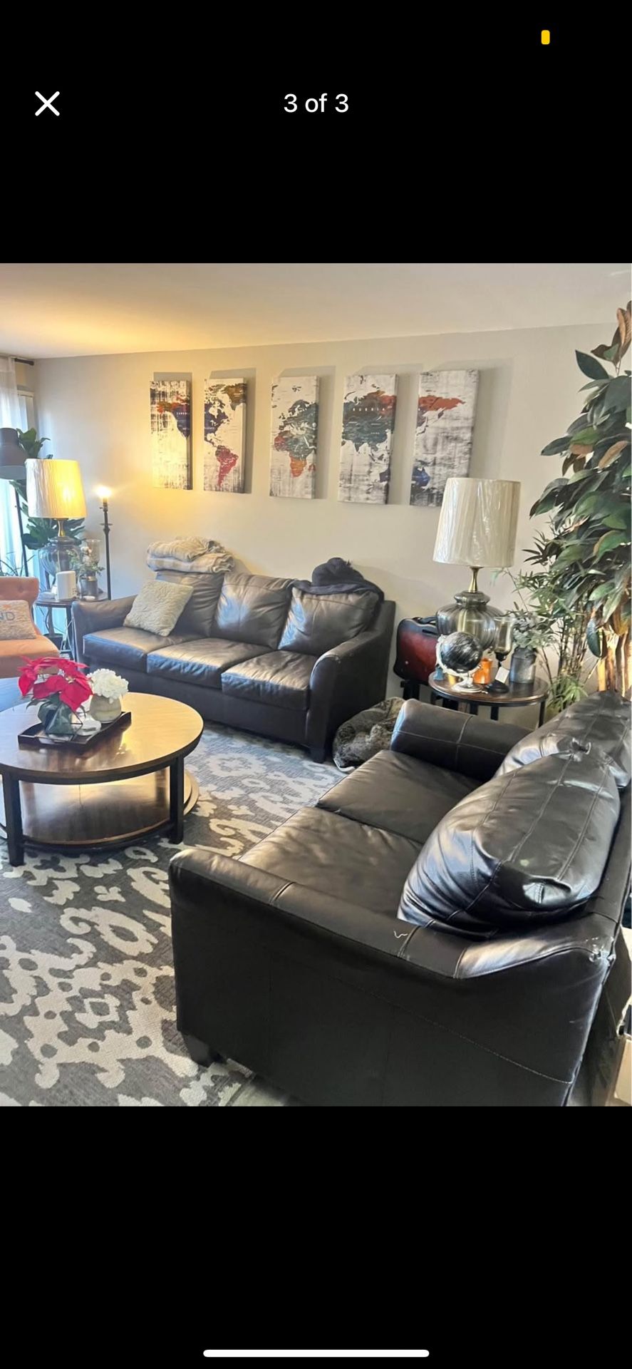 Black Faux Leather Sofa & Loveseat Set - Great Deal!