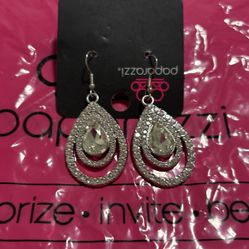 Paparazzi Rhinestone Silver Metal Earrings 
