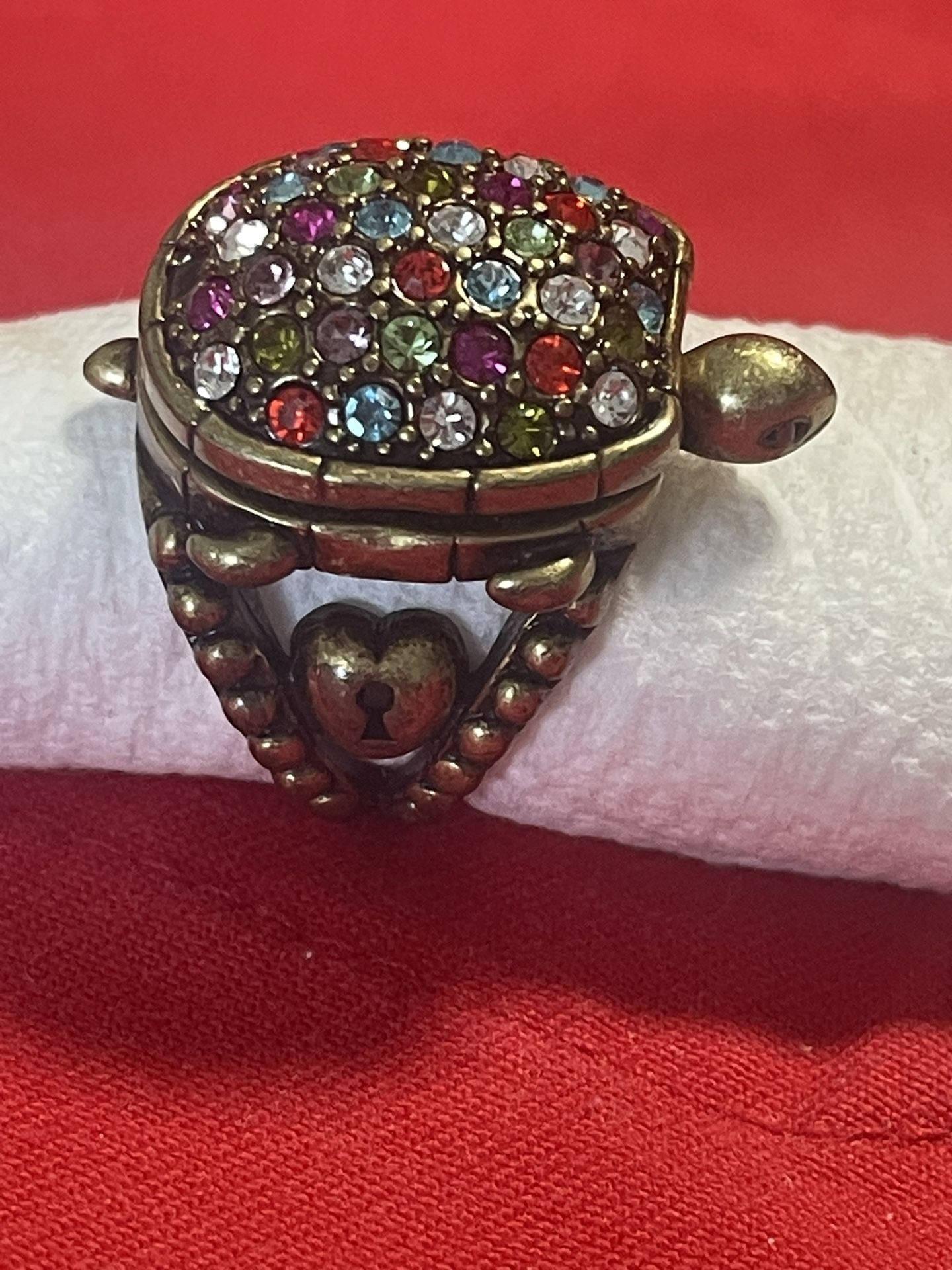 Fossil Turtle Locket Ring