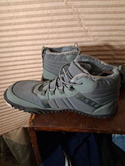 Gray Fur-Lined Winter Ankle Boots