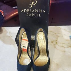 Adrianna Papell Navy Classic Satin Heels $45