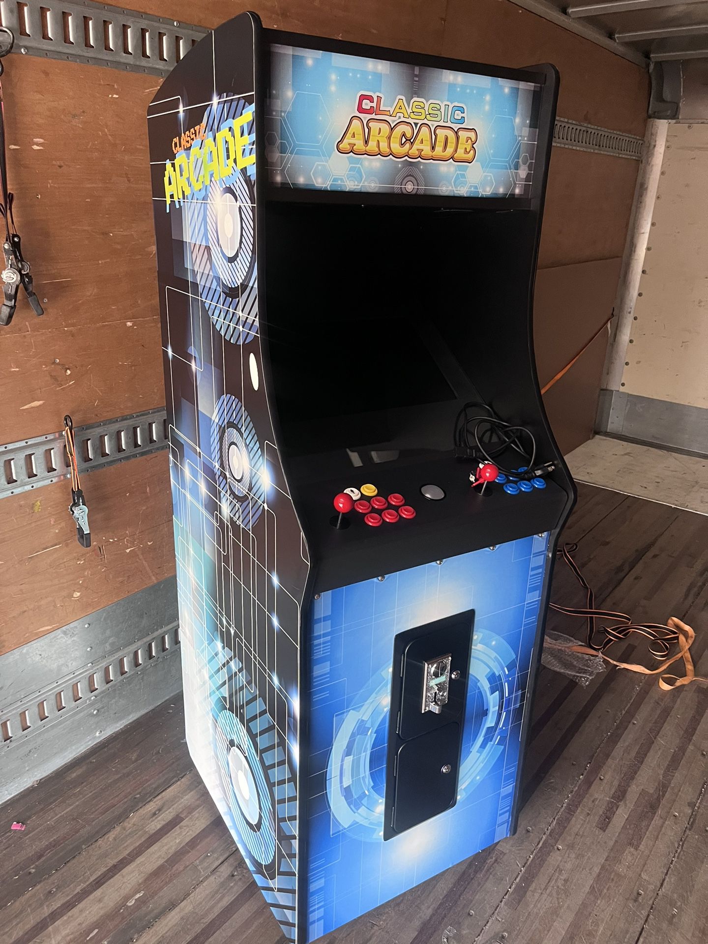Creative Arcades Full-Size Commercial Grade Cabinet Arcade Machine | Trackball | 60 Classic Games | 2 Sanwa Joysticks | 2 Stools